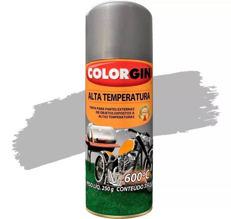 Tinta Spray Alta Temperatura 600° Colorgin Alumínio 350Ml